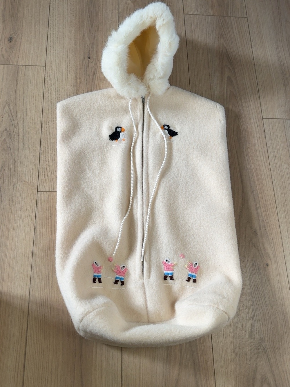 Vintage Grenfell Handicrafts Baby Bunting Bag 100% Wool Genuine Fur Newfoundland